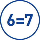 Blue circle icon with the equation 6=7